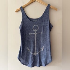 Light Blue Nautical Ribbed Anchor Tank Top